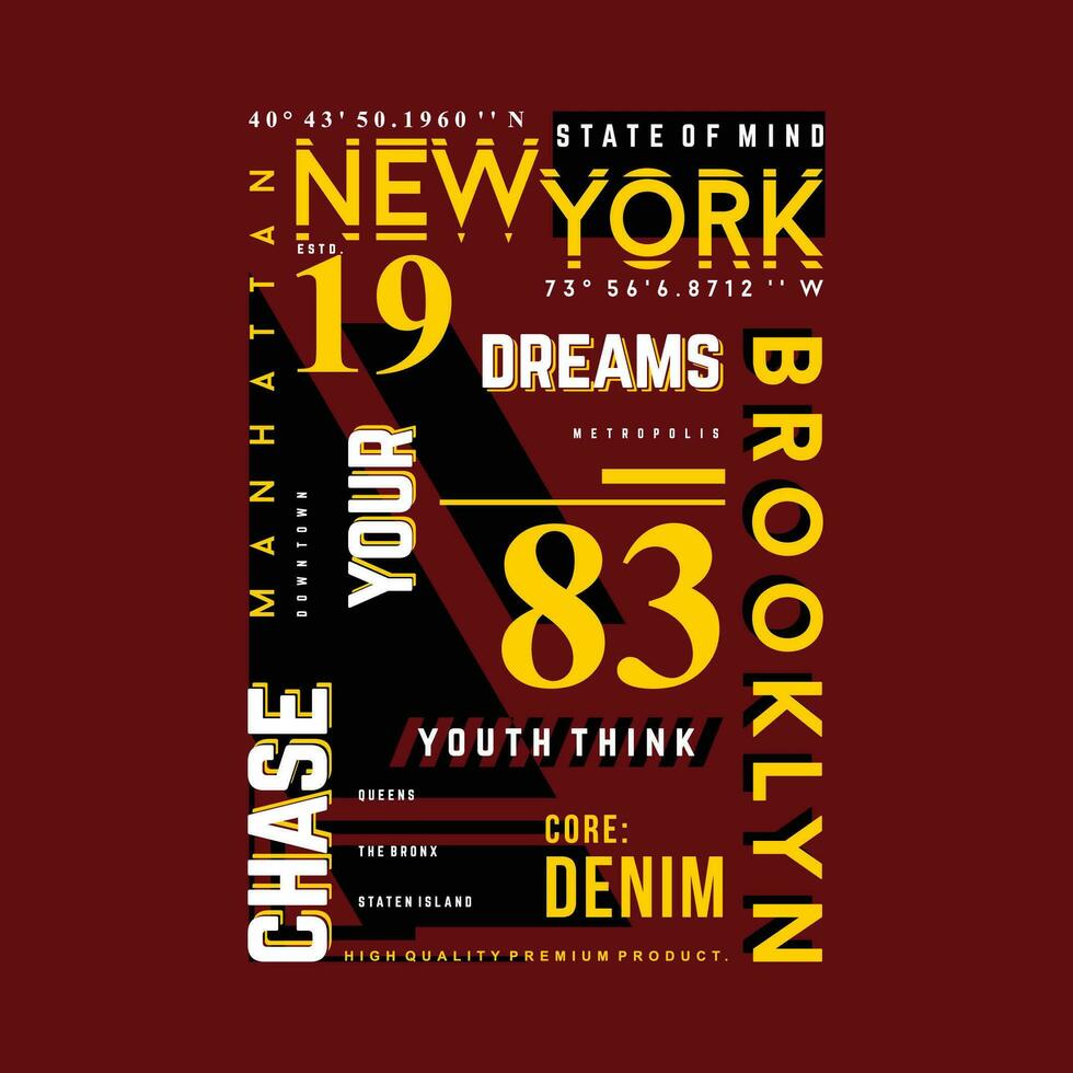 inseguire il tuo sognare nuovo York città grafico tipografia, vettore t camicia disegno, illustrazione, bene per casuale attivo