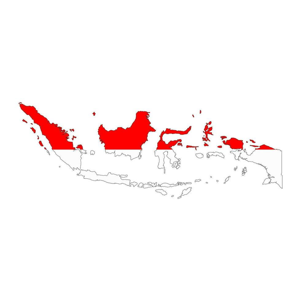 Indonesia carta geografica silhouette con bandiera isolato su bianca sfondo vettore