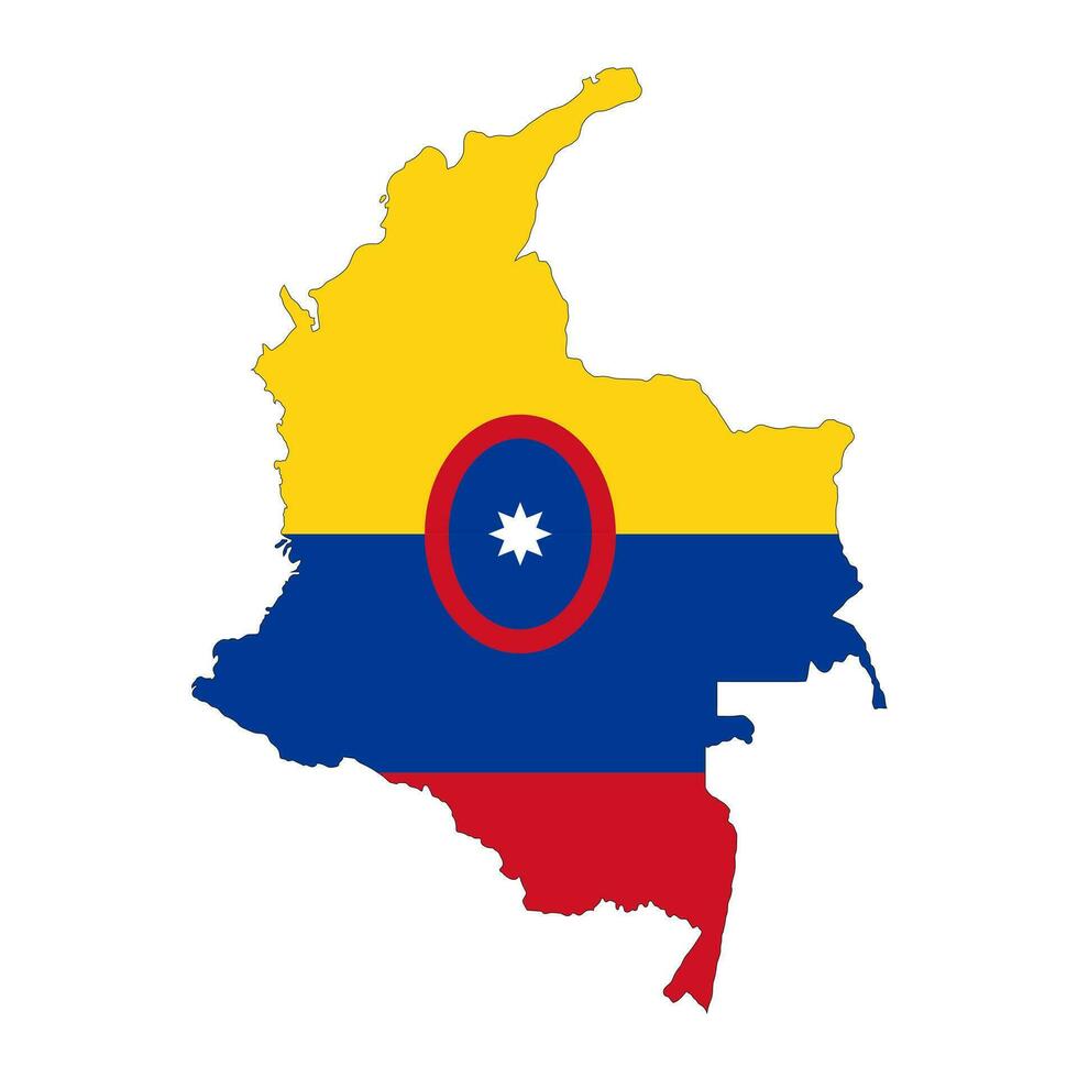 Colombia carta geografica silhouette con bandiera isolato su bianca sfondo vettore