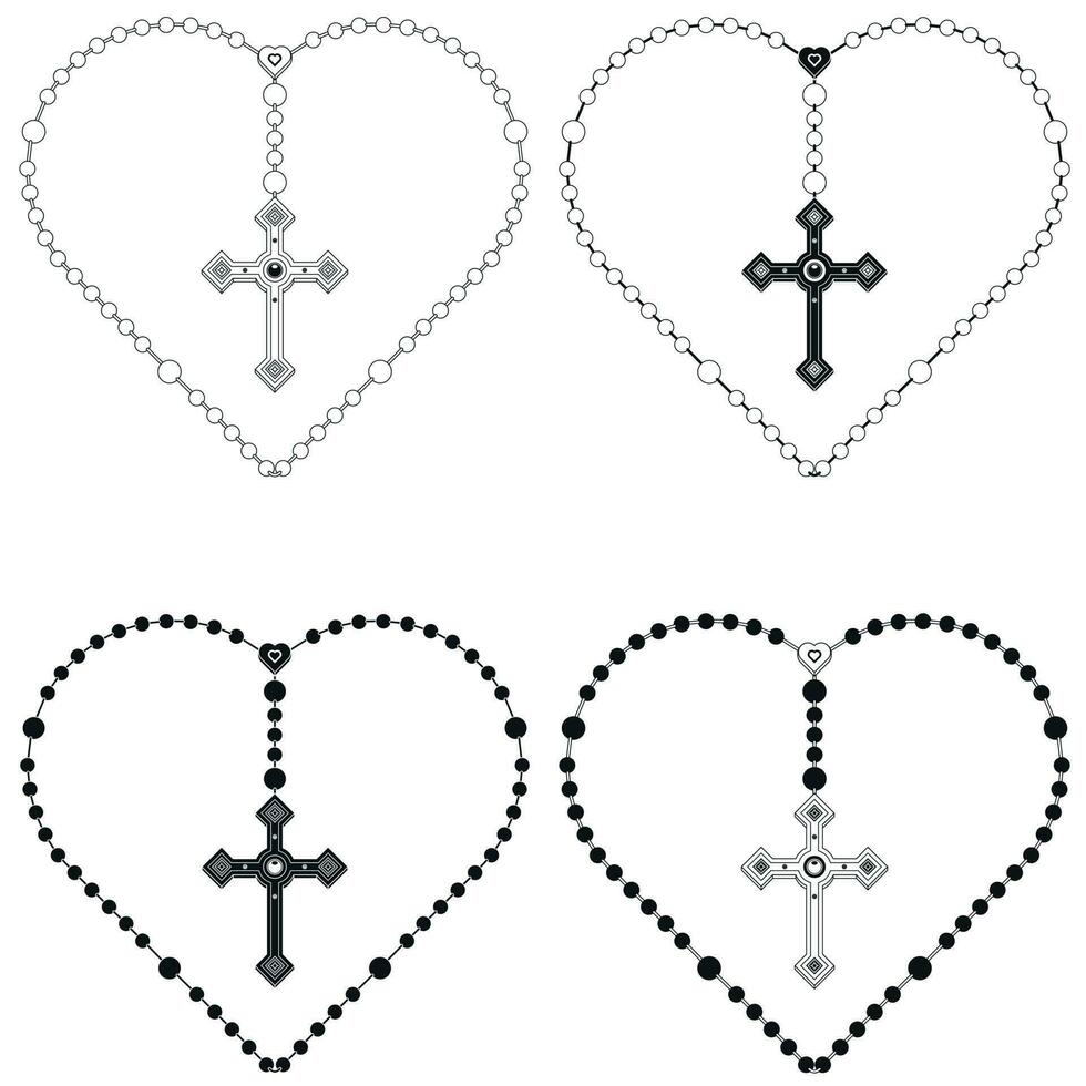 cuore sagomato rosario vettore design