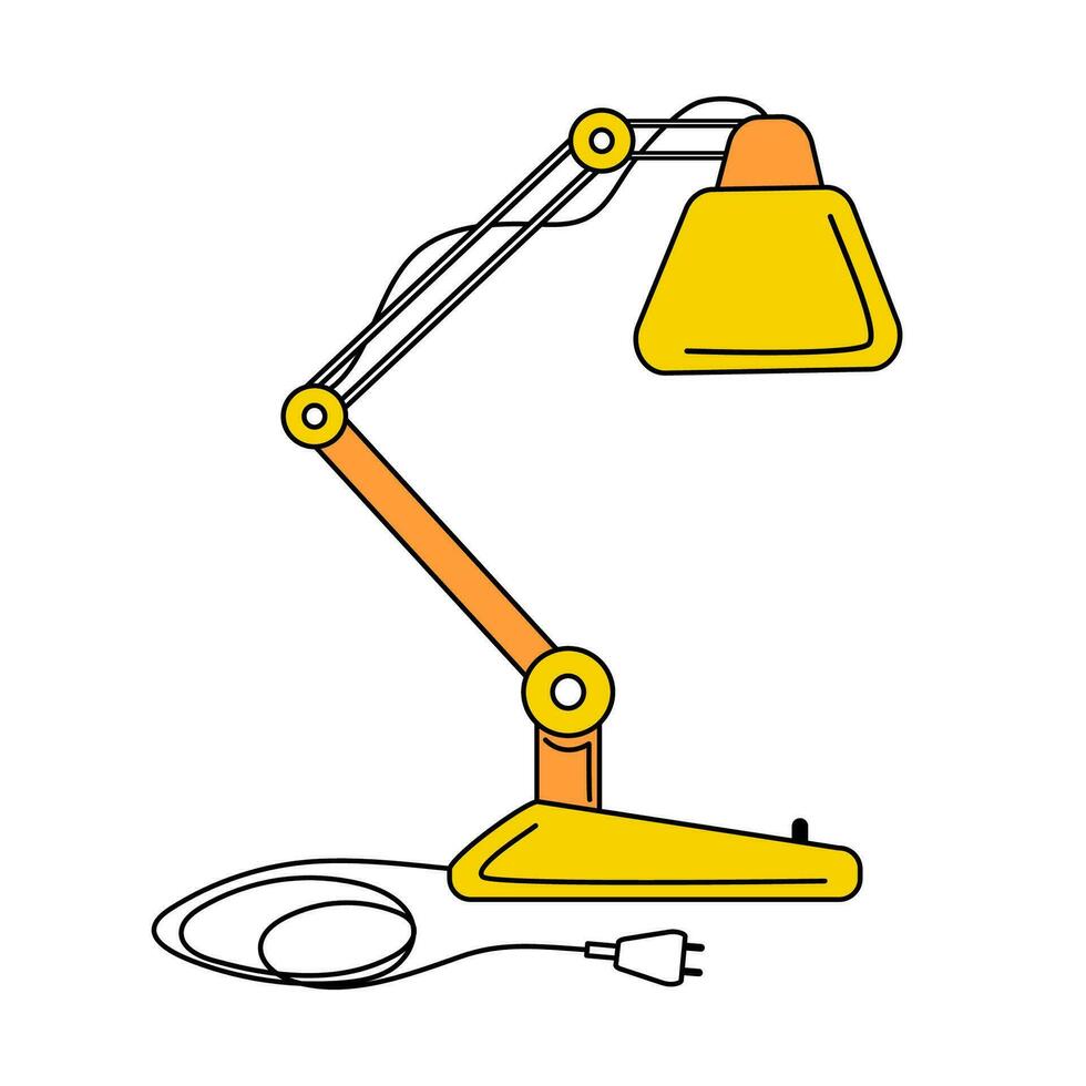 giallo tavolo lampada con cerniere e scollegato filo vettore