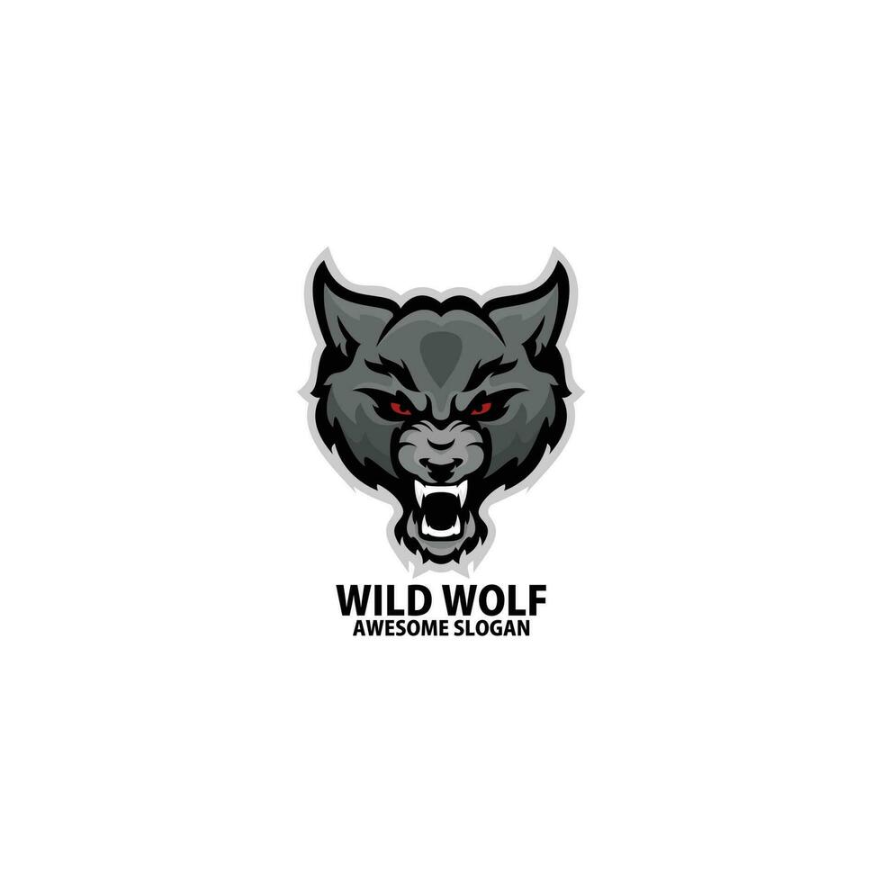 lupo arrabbiato logo gioco esport design vettore