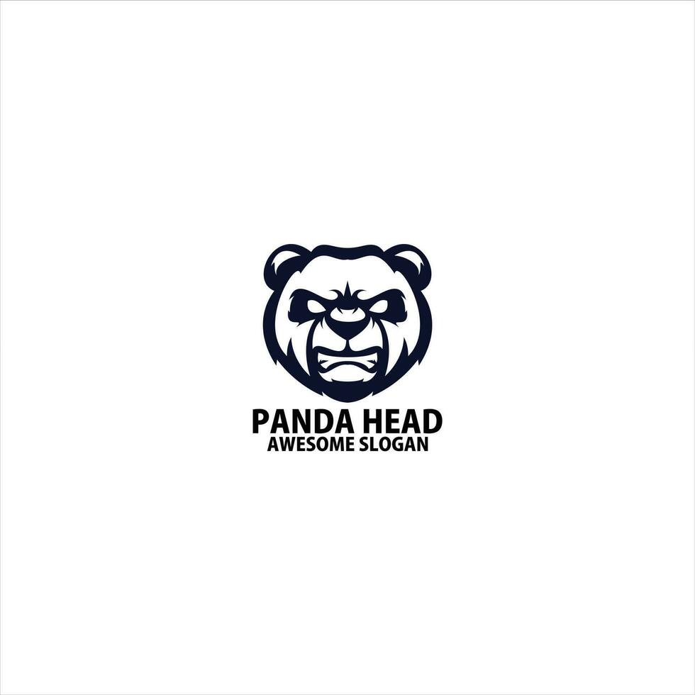 panda testa logo design linea colore vettore