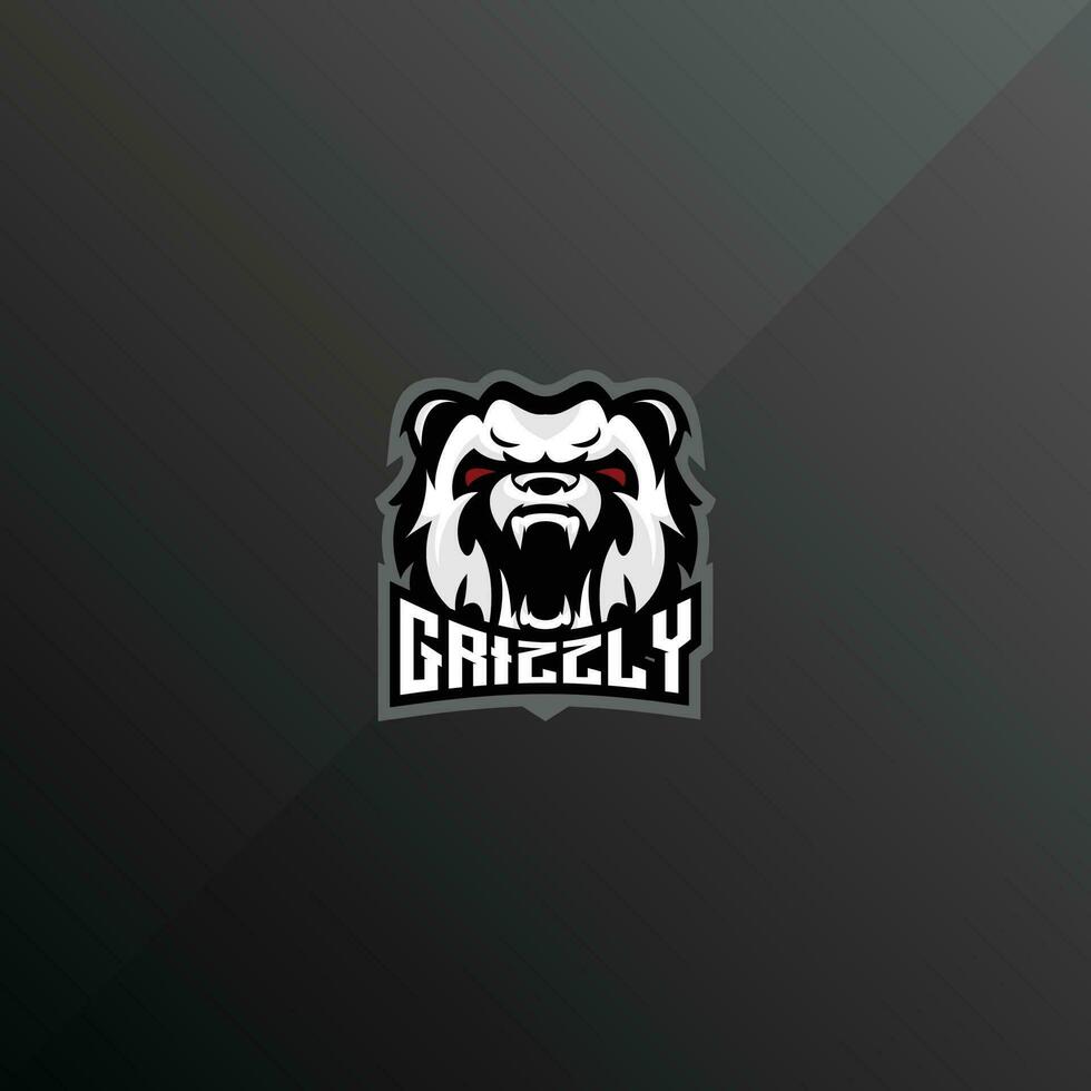grizzly arrabbiato logo esport design portafortuna vettore