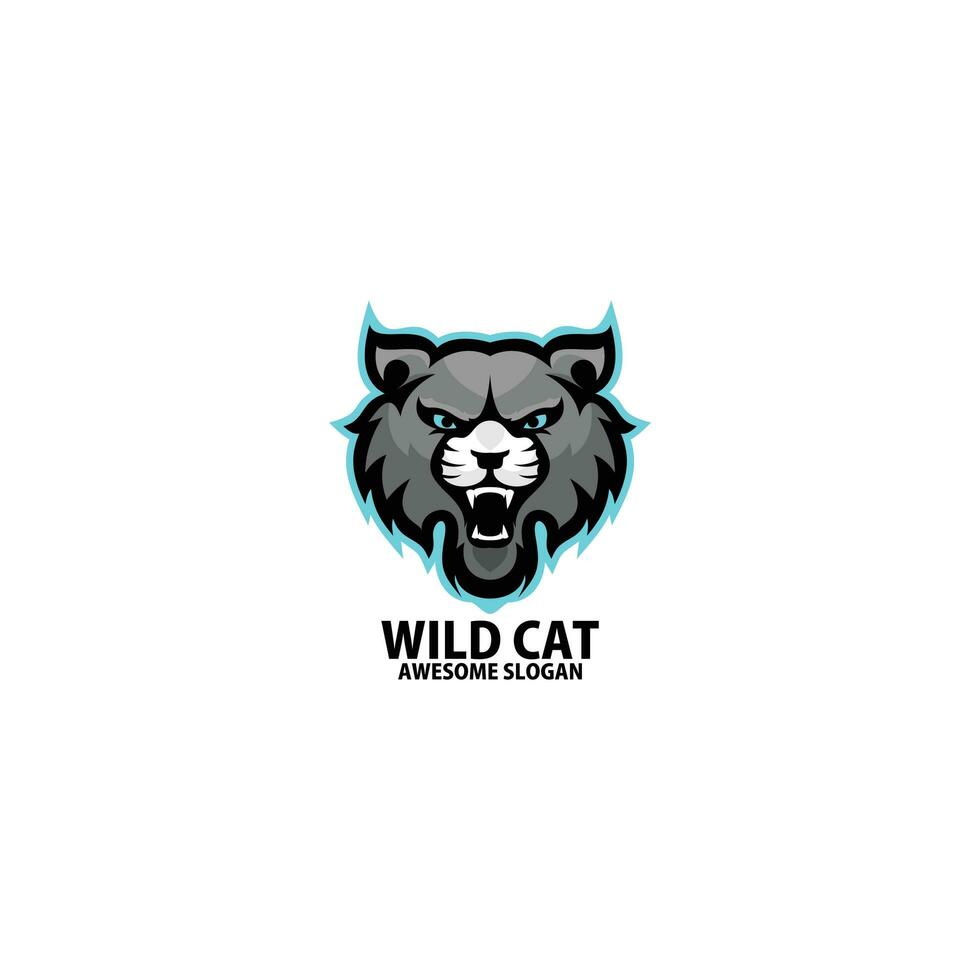 selvaggio gatto logo gioco esport logo design vettore