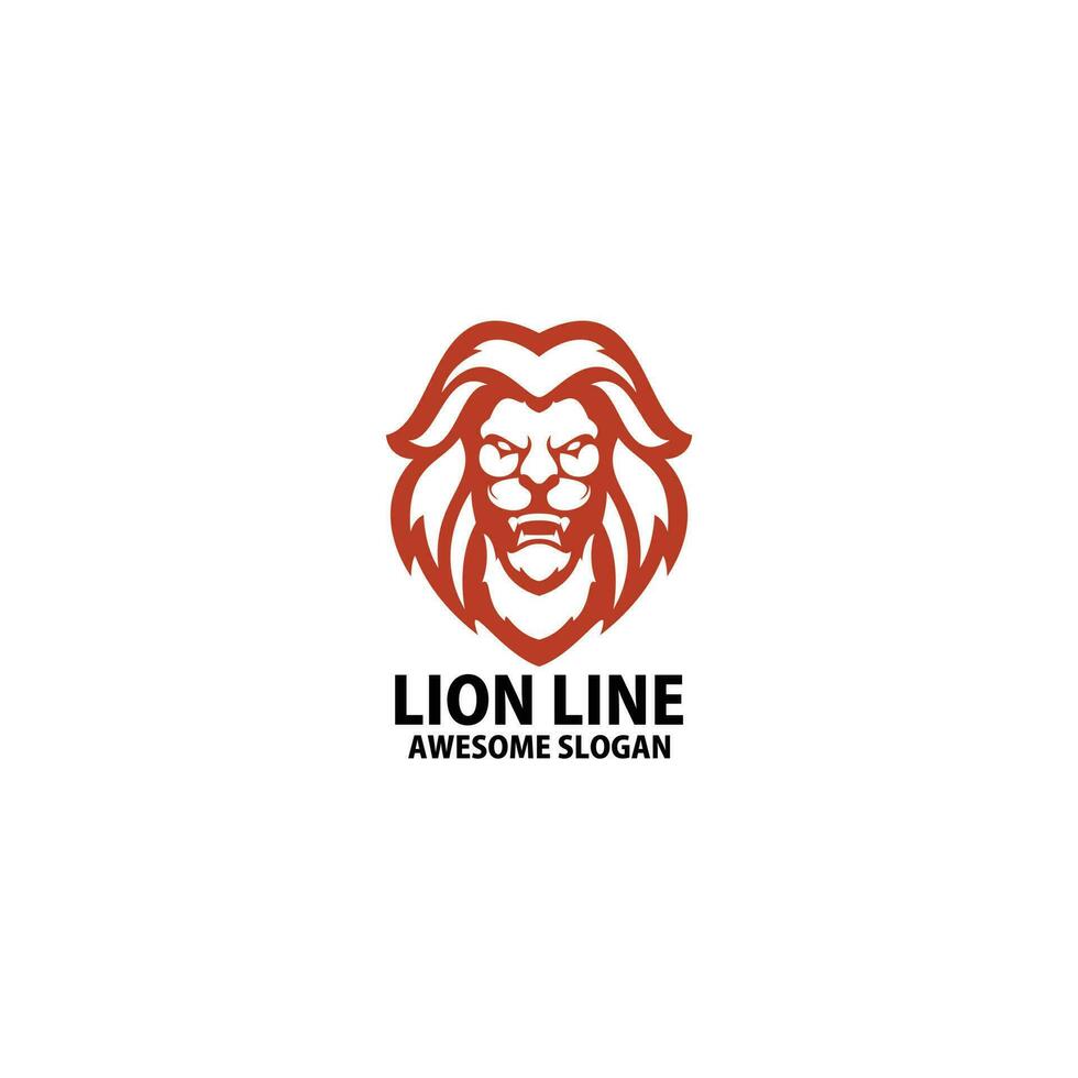 Leone testa logo design linea colore vettore