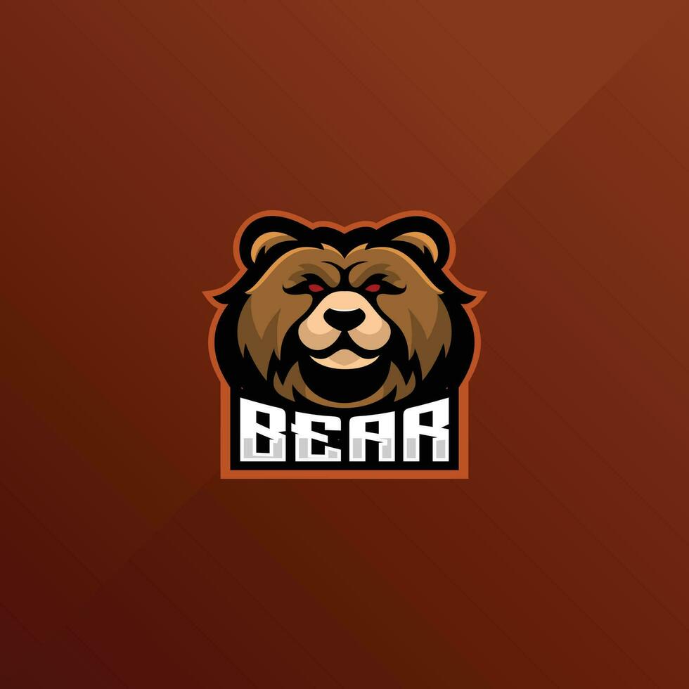 orso testa logo gioco esport design vettore