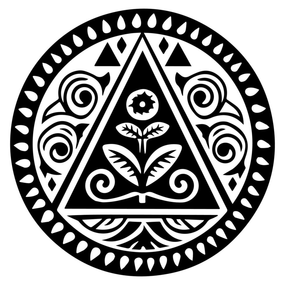 polinesiano elementi, icona, glifo, vettore, isolato, silhouette, totem, tatuaggio vettore