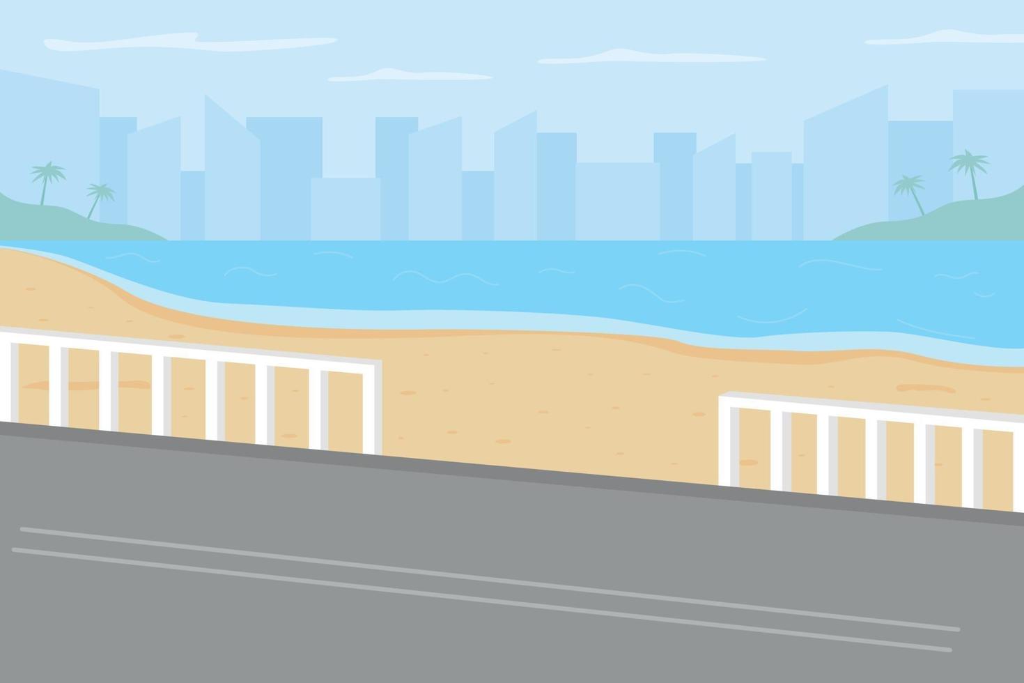 hawaii beach flat color vector illustration