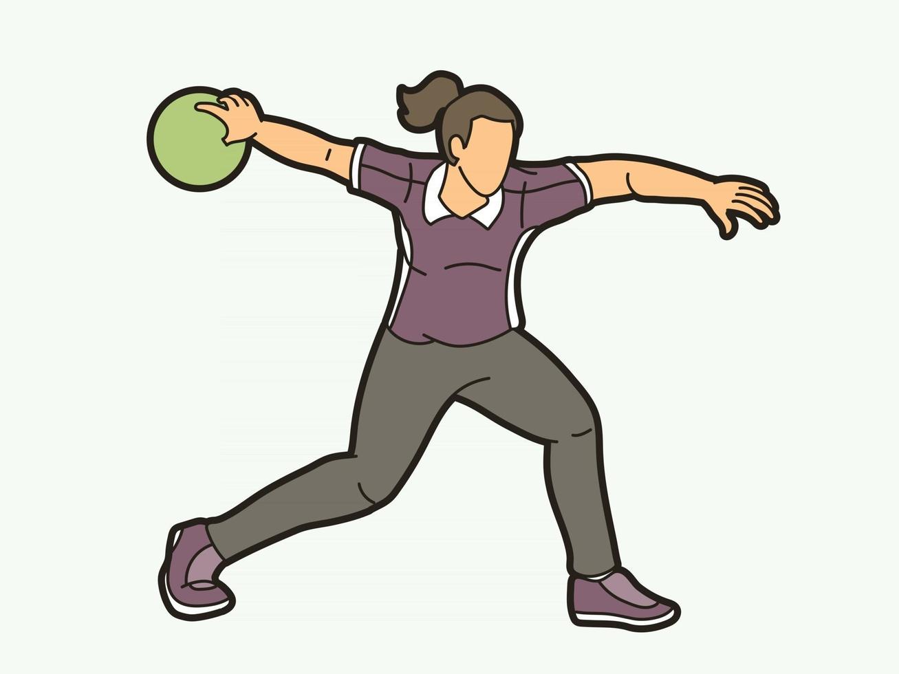 giocatore di bocce bowling sport femminile giocatore vettore