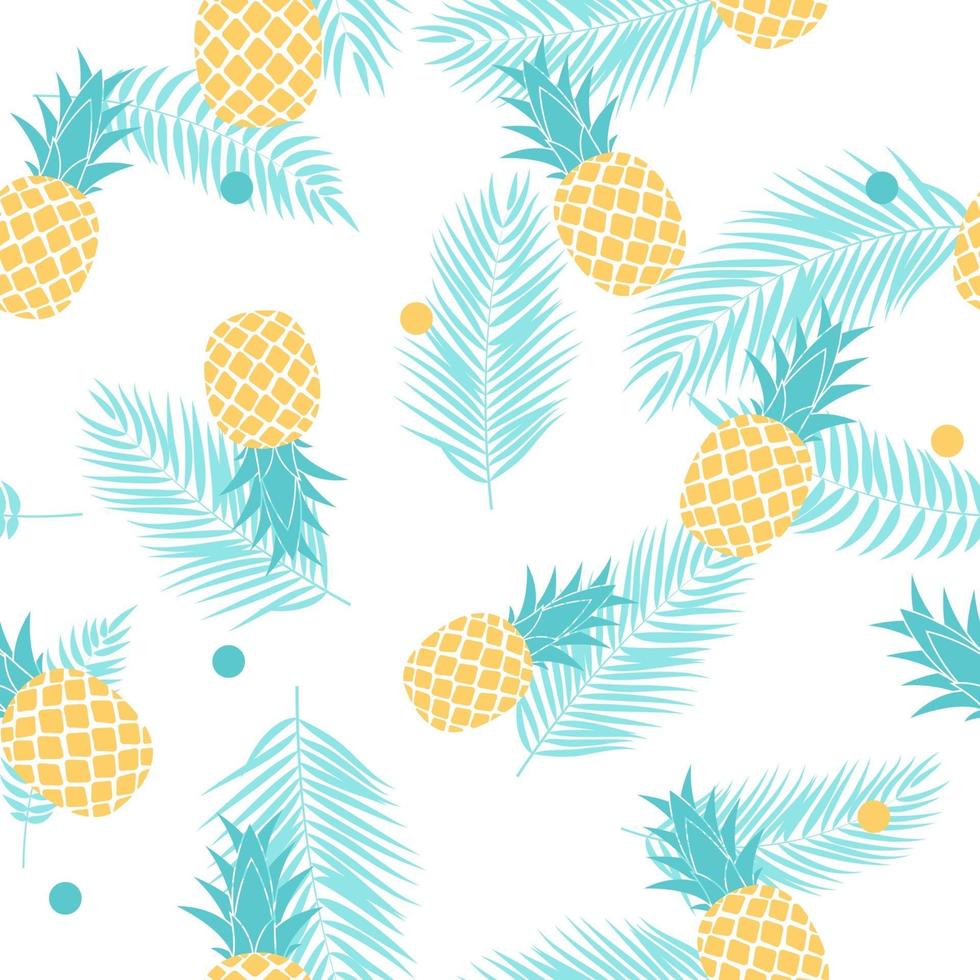 ananas tropicale della frutta e progettazione senza cuciture del fondo del modello della foglia di palma vettore