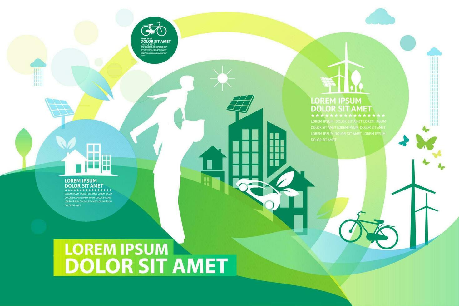 ecology.green cities aiuta il mondo con idee ecologiche concept.vector illustrazione vettore