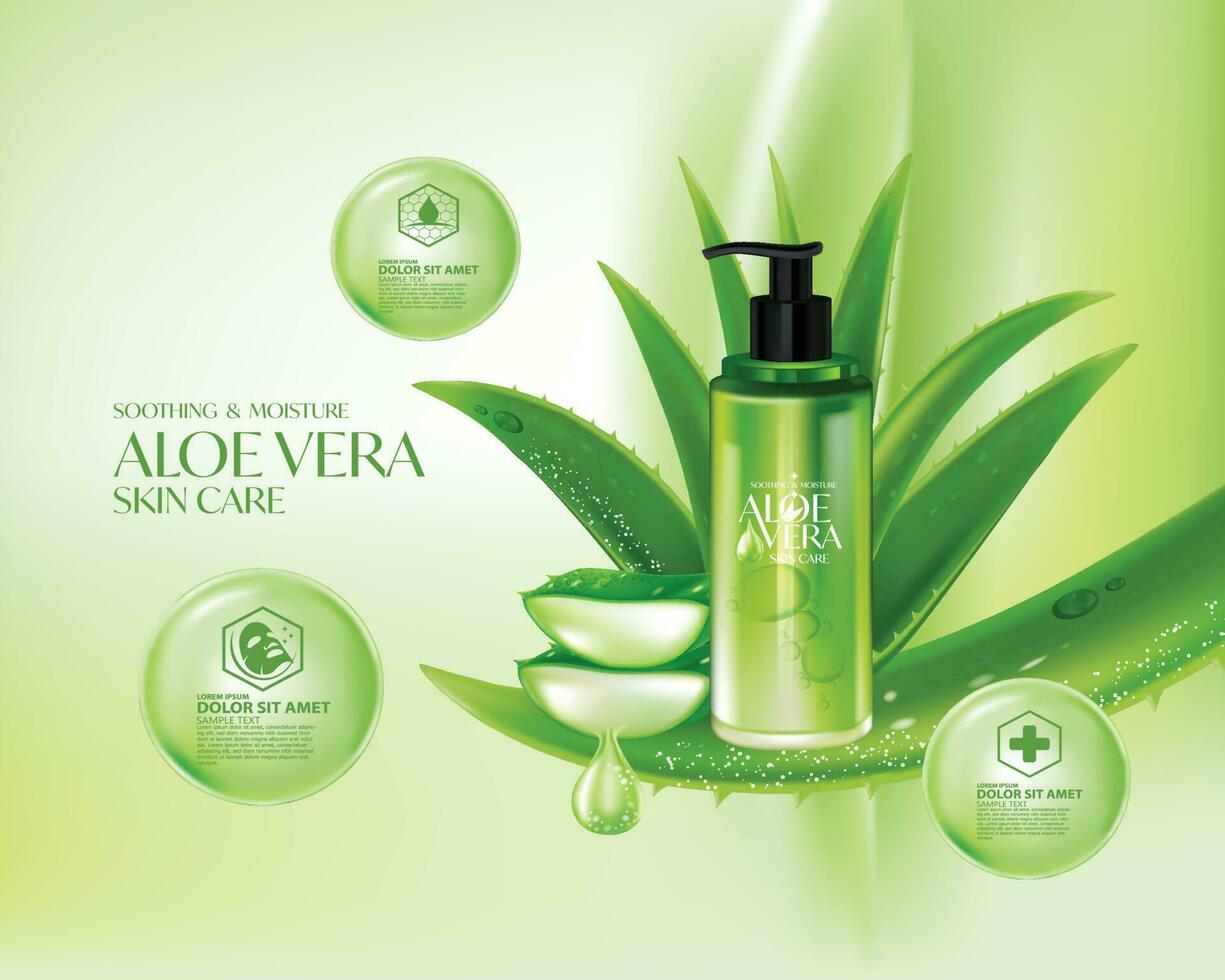 aloe Vera collagene siero pelle cura cosmetico. vettore