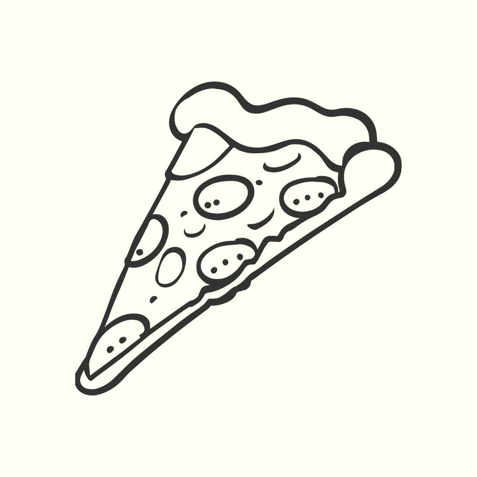 mano disegnato semplice scarabocchio icona Pizza fetta illustrazione vettore
