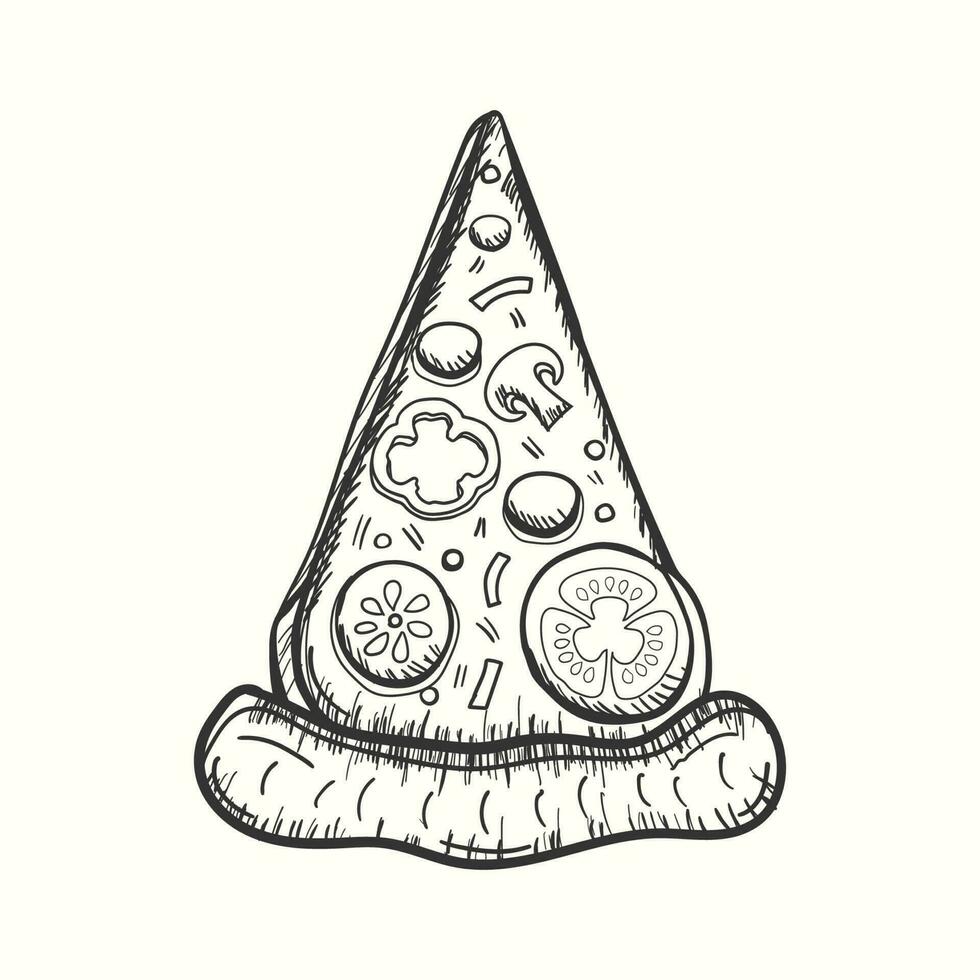 mano disegnato Pizza fetta illustrazione nel retrò Vintage ▾ stile vettore