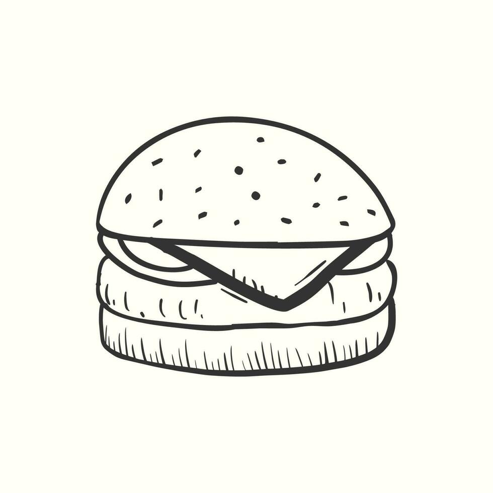 hamburger scarabocchio icona. disegnato a mano hamburger vettore