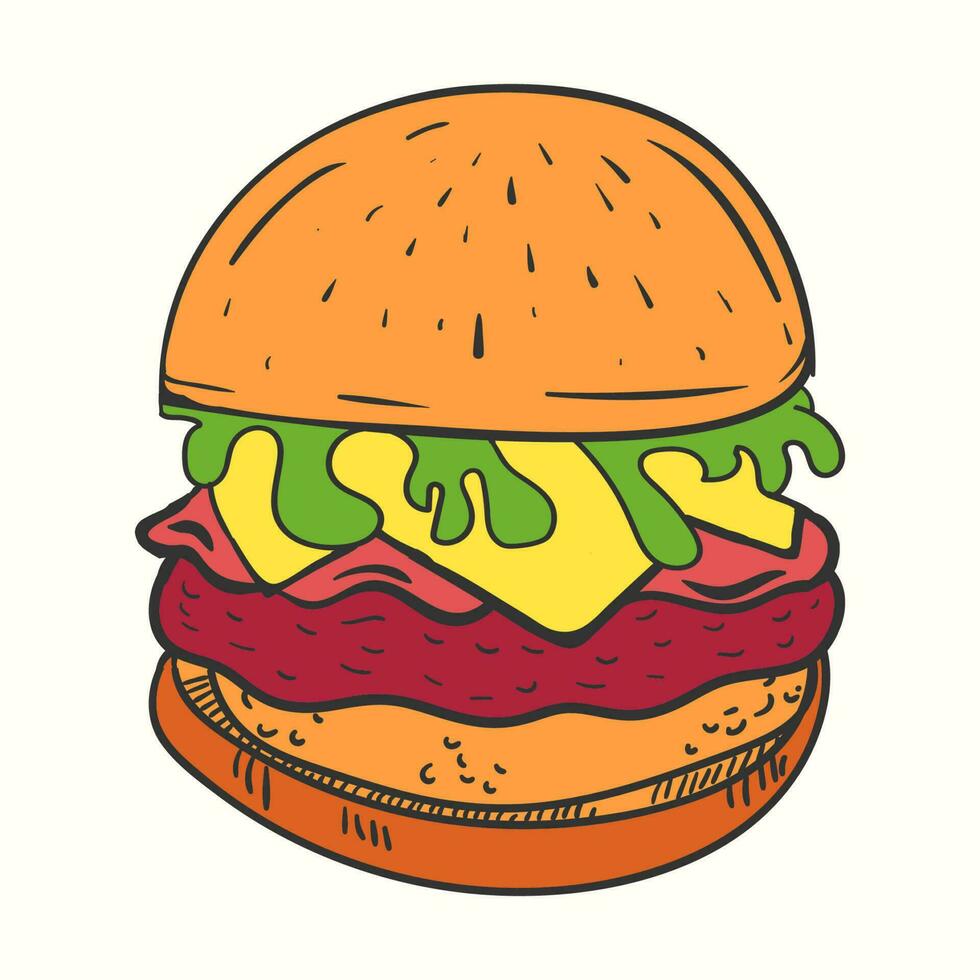 hamburger vettore illustrazione. hamburger mano disegnato schema illustrazione