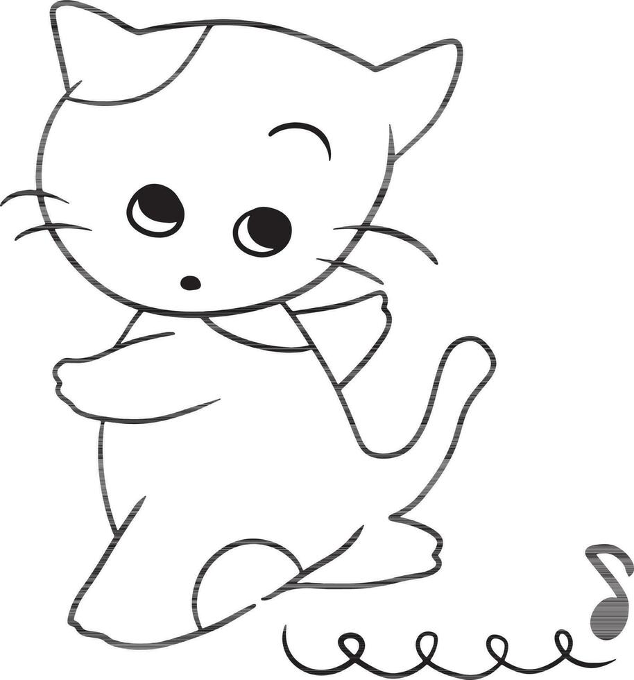 gatto cartone animato scarabocchio kawaii anime colorazione pagina carino illustrazione disegno clip arte personaggio chibi manga comico vettore