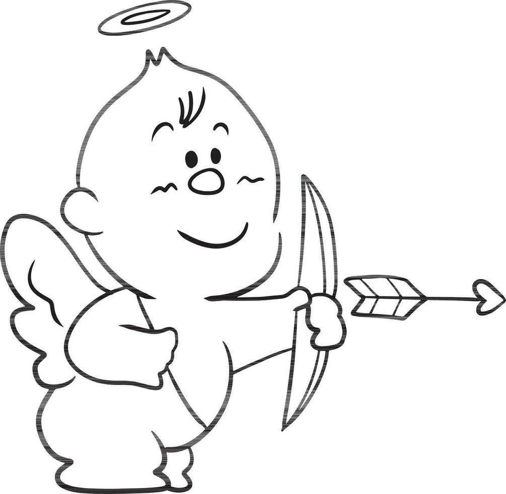 Cupido cartone animato scarabocchio kawaii anime colorazione pagina carino illustrazione disegno personaggio chibi manga comico vettore