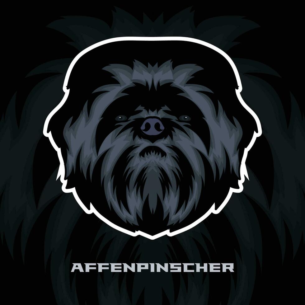 affenpinscher cane viso vettore azione illustrazione, cane portafortuna logo, cane viso logo vettore