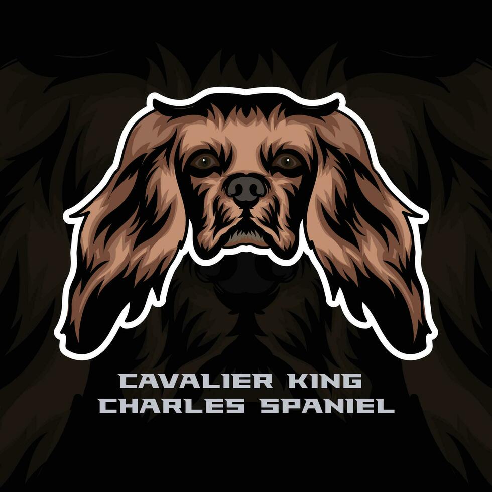 cavaliere re charles spagnolo cane viso vettore azione illustrazione, cane portafortuna logo, cane viso logo vettore