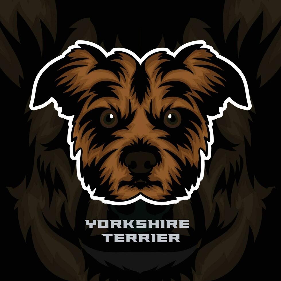 yorkshire terrier cane viso vettore azione illustrazione, cane portafortuna logo, cane viso logo vettore