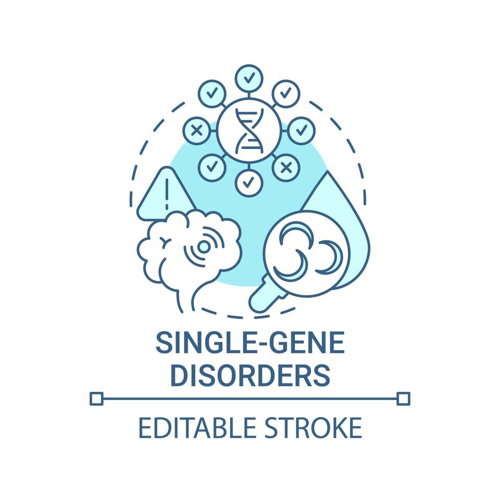icona del concetto blu di disturbi del gene singolo vettore