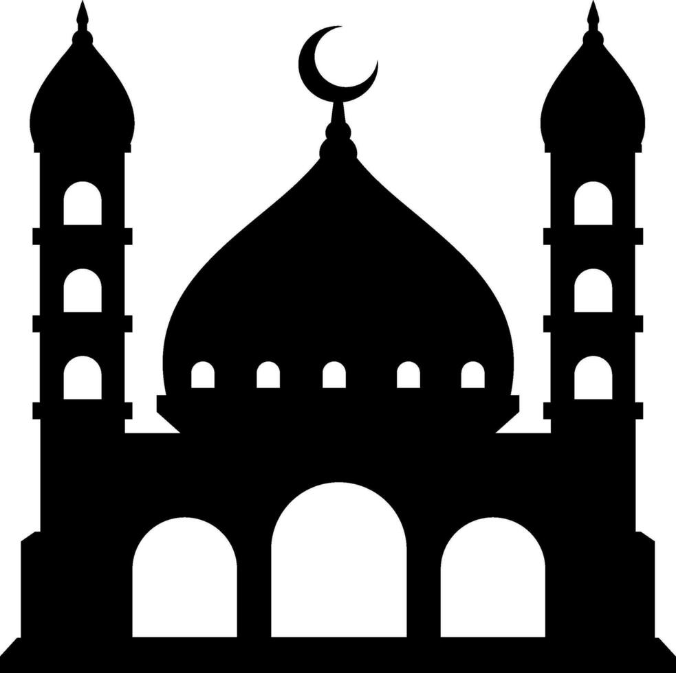 moschea vettore illustrazione. silhouette moschea icona per cartello e simbolo di musulmano culto posto. moschea icona di Islam religione e musulmano fede. posto di musulmano per pregare