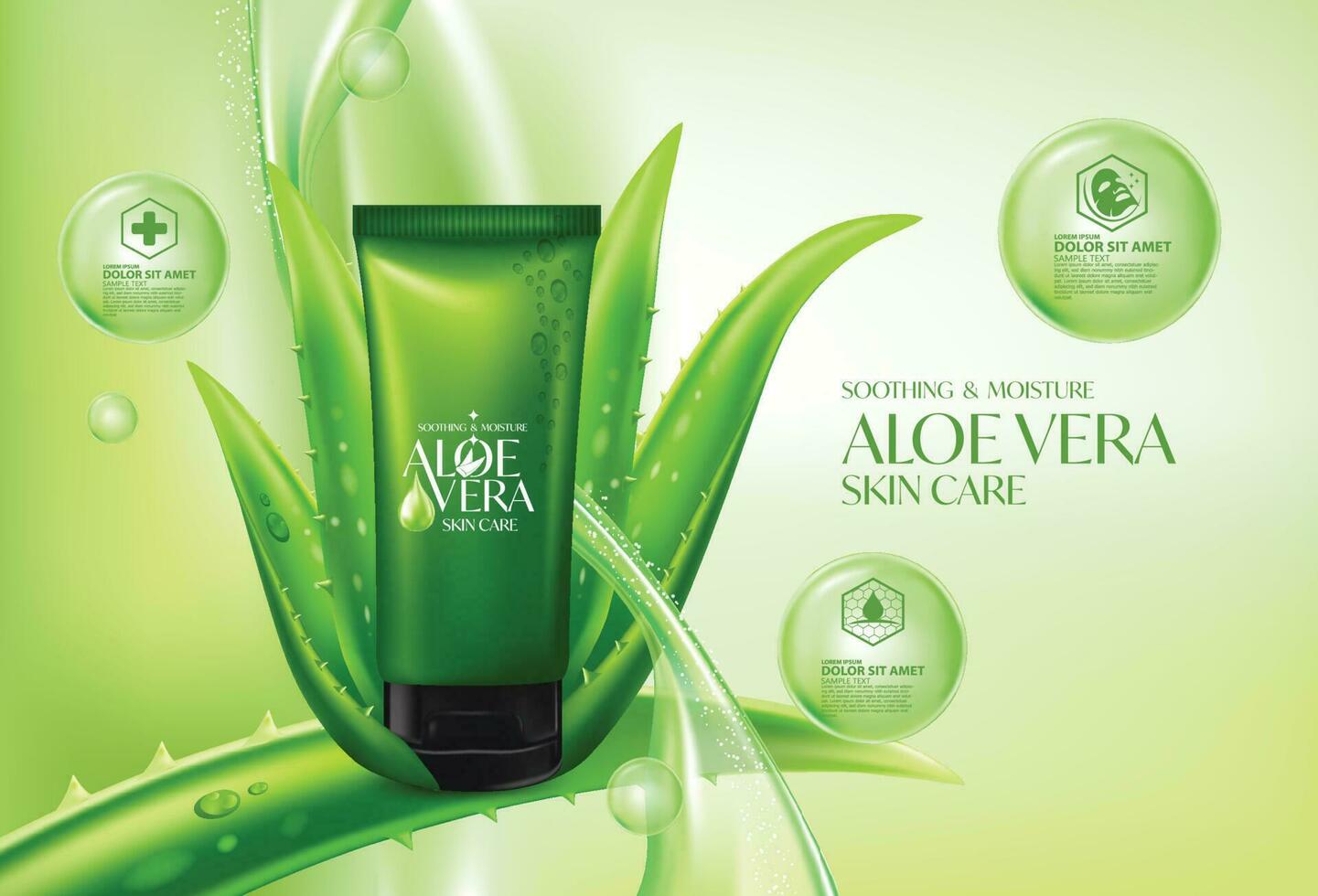 aloe Vera collagene siero pelle cura cosmetico. vettore