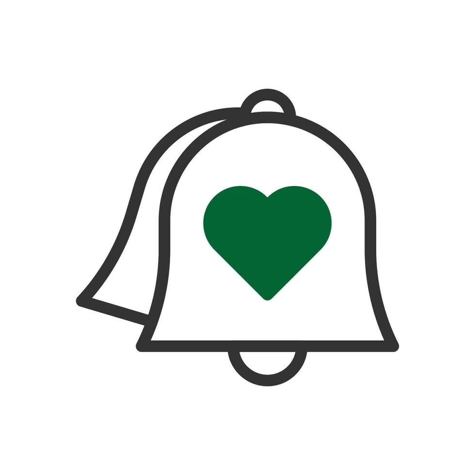 campana amore icona duotone verde nero stile San Valentino illustrazione simbolo Perfetto. vettore