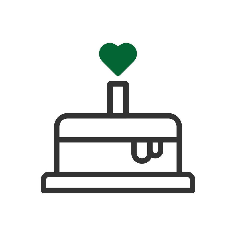 torta amore icona duotone grigio verde stile San Valentino illustrazione simbolo Perfetto. vettore