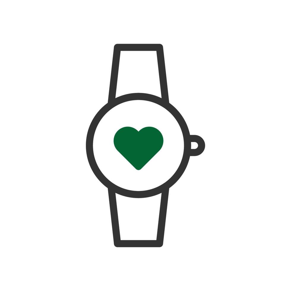 orologio intelligente amore icona duotone verde nero stile San Valentino illustrazione simbolo Perfetto. vettore