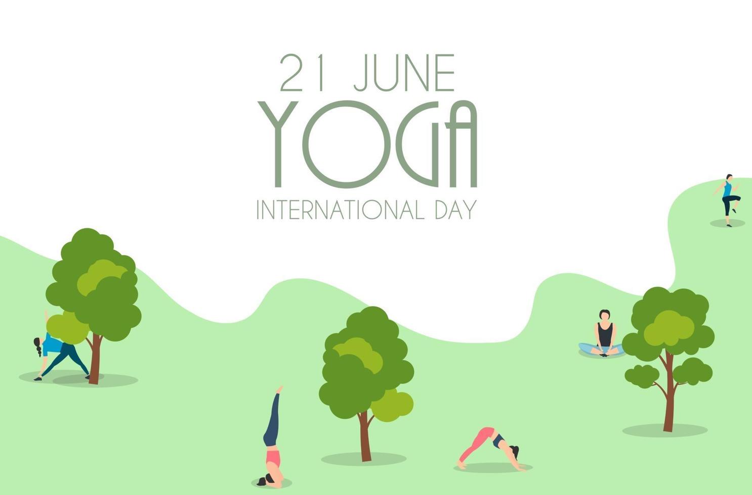 giornata internazionale di yoga 21 giugno sfondo vettore