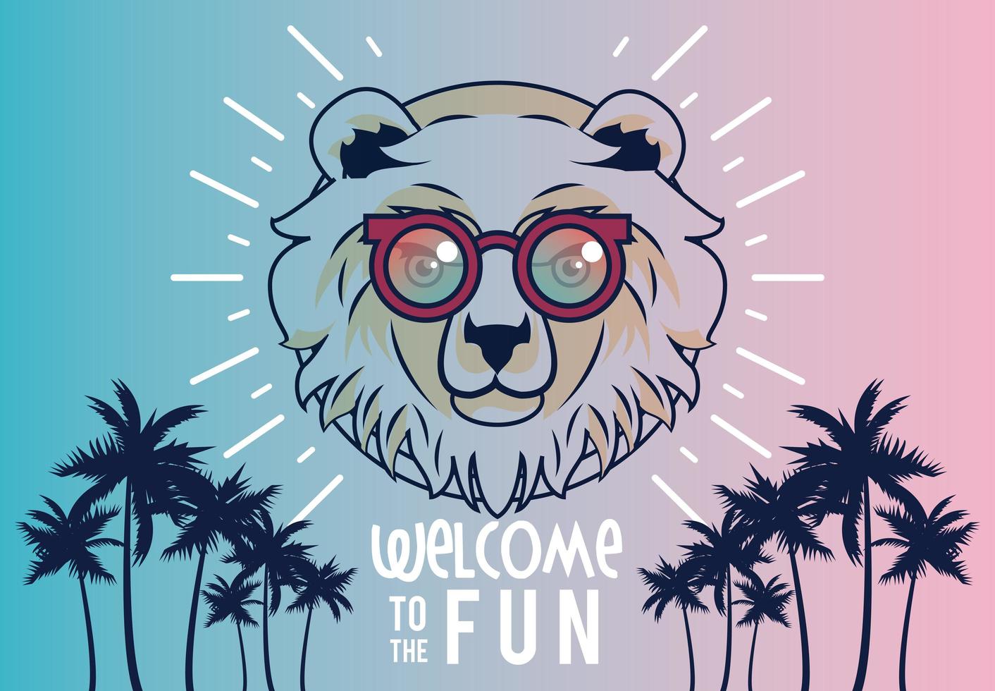 benvenuto al divertimento con l'orso che usa gli occhiali vettore