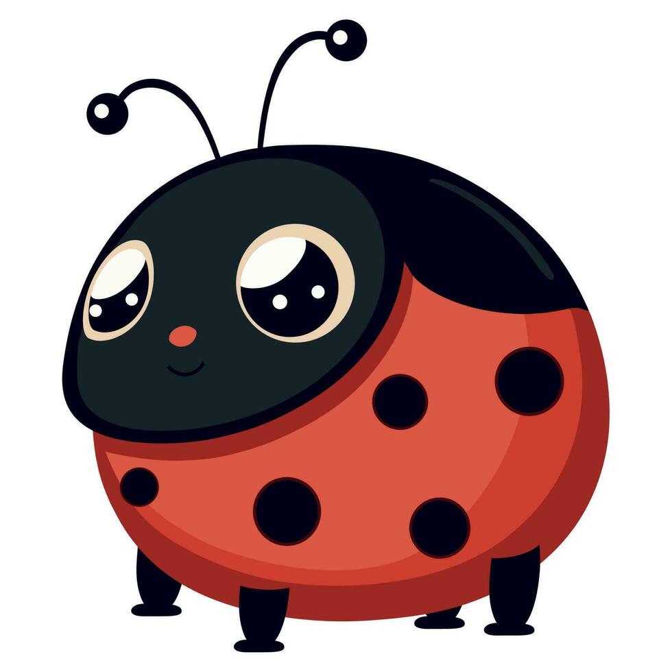 sorridente coccinella carino cartone animato personaggi isolato vettore