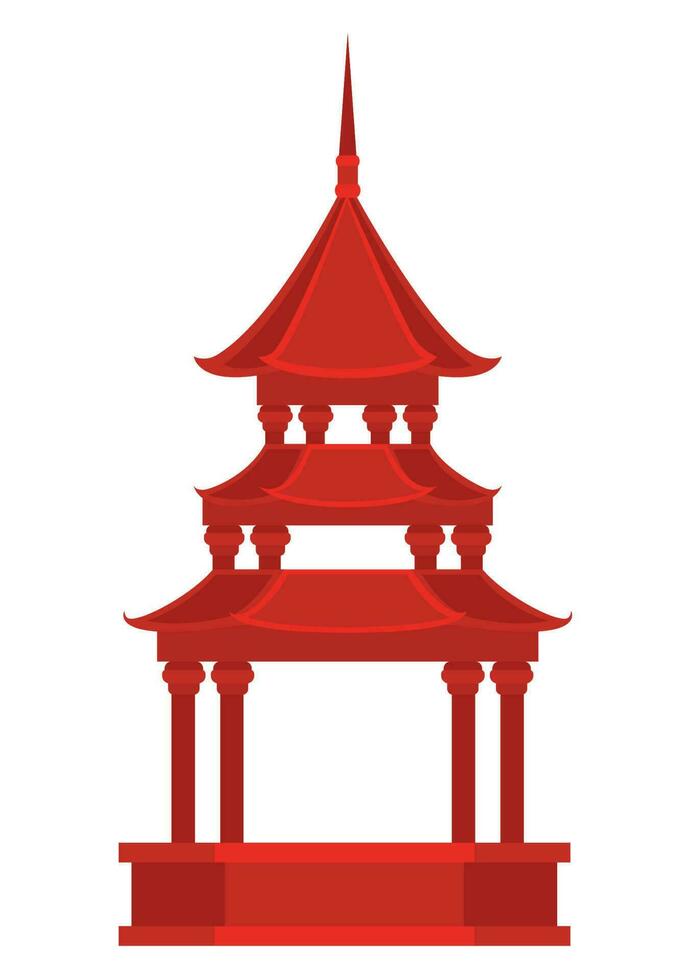 rosso Cinese tempio al di sopra di bianca vettore