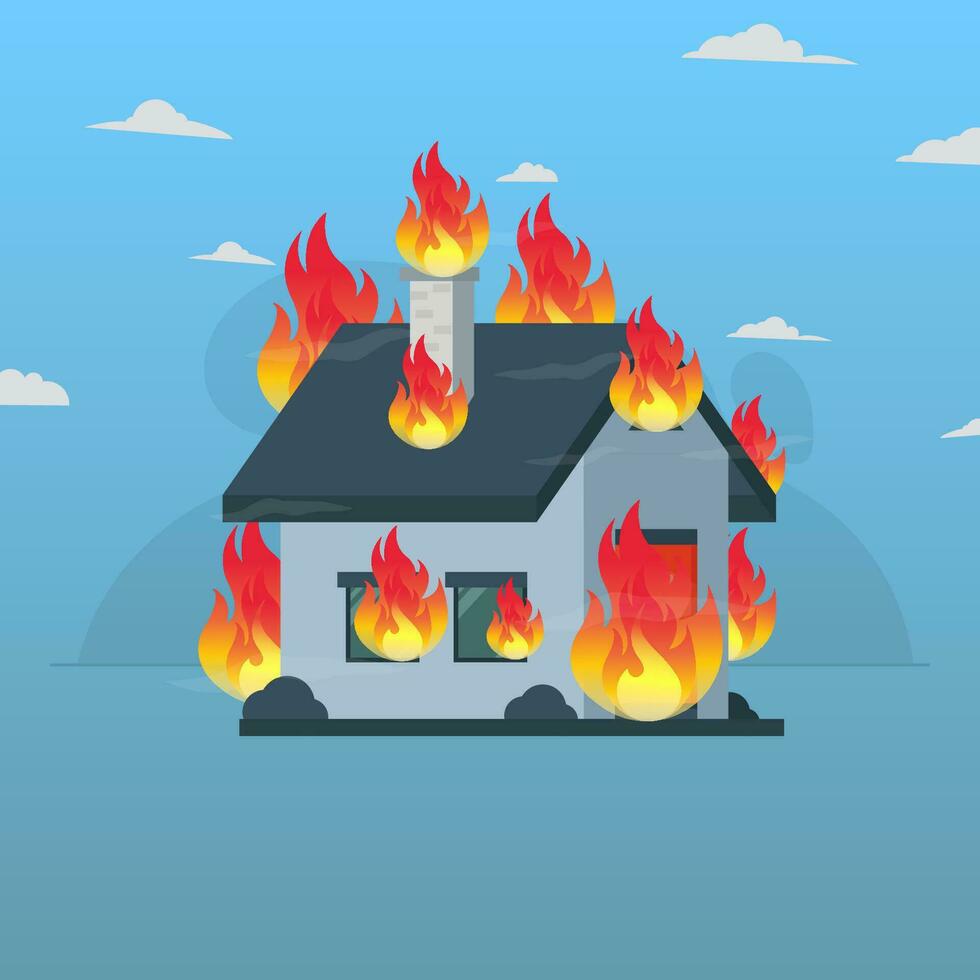 ardente Casa, fiamma incidente design vettore illustrazione
