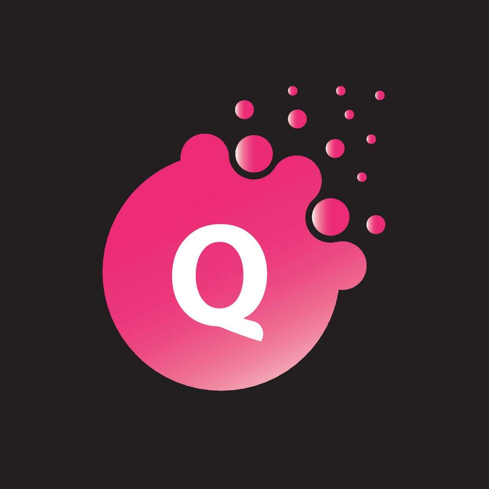 lettera q liquido e pendenza logo design vettore