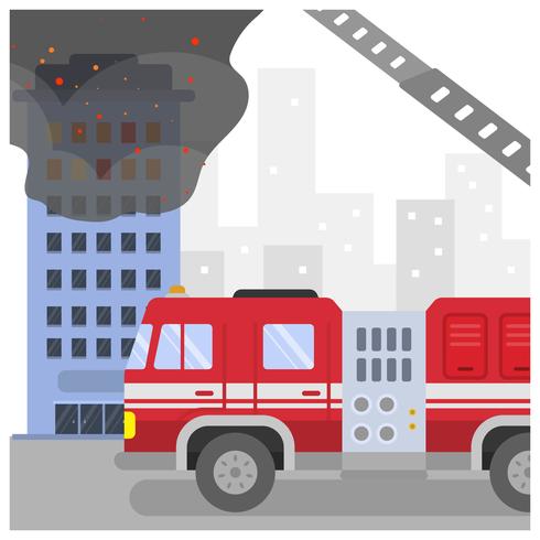 Illustrazione piana di vettore del camion del pompiere