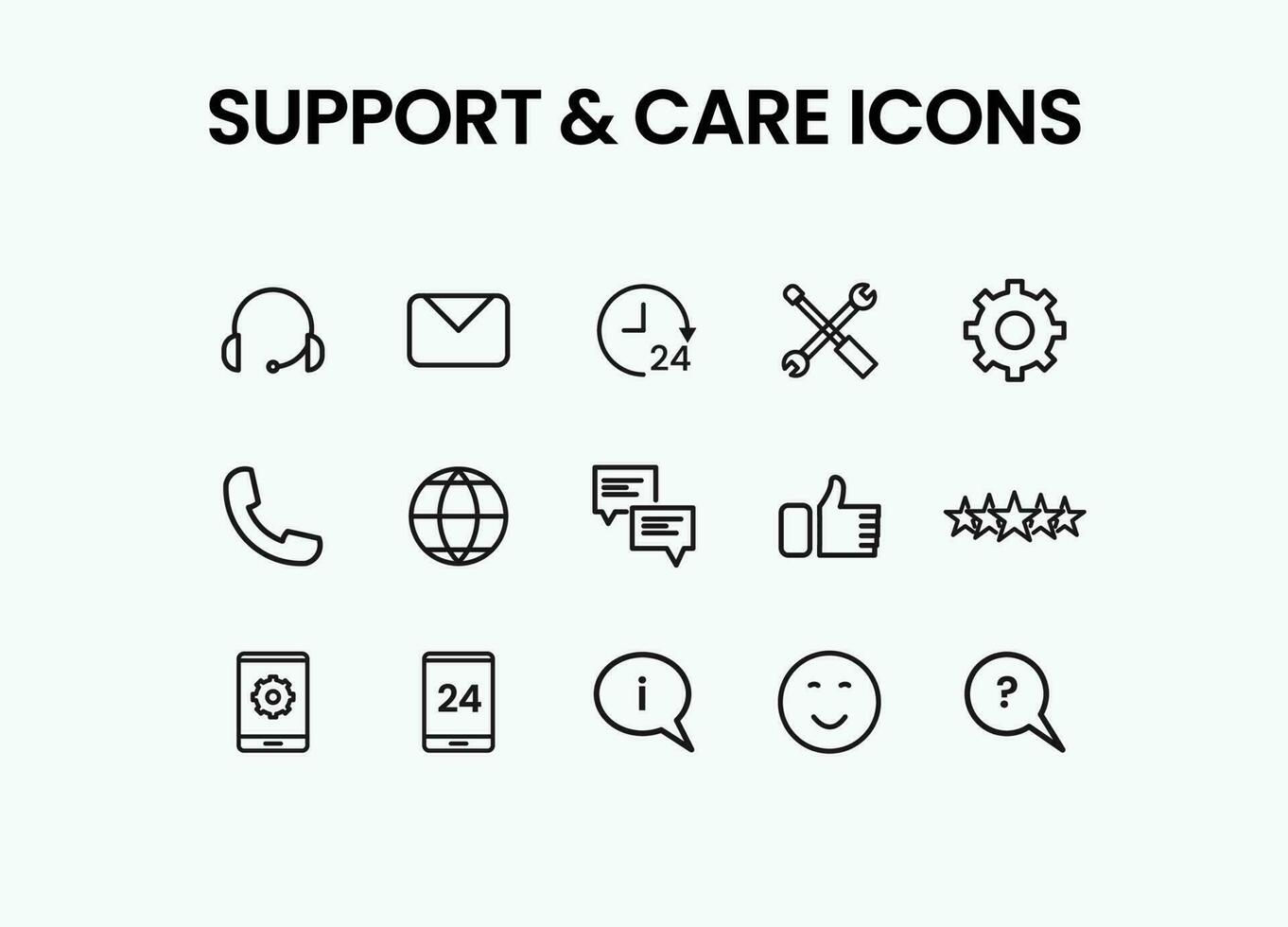 cliente servizio e supporto e tecnico supporto linea icone - schema icona collezione. semplice vettore illustrazione.