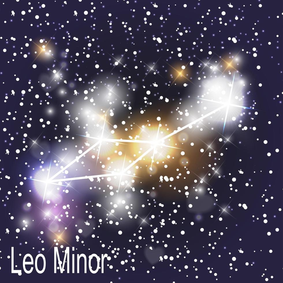 costellazione del Leone minore con bellissime stelle luminose sullo sfondo del cielo cosmico vettore