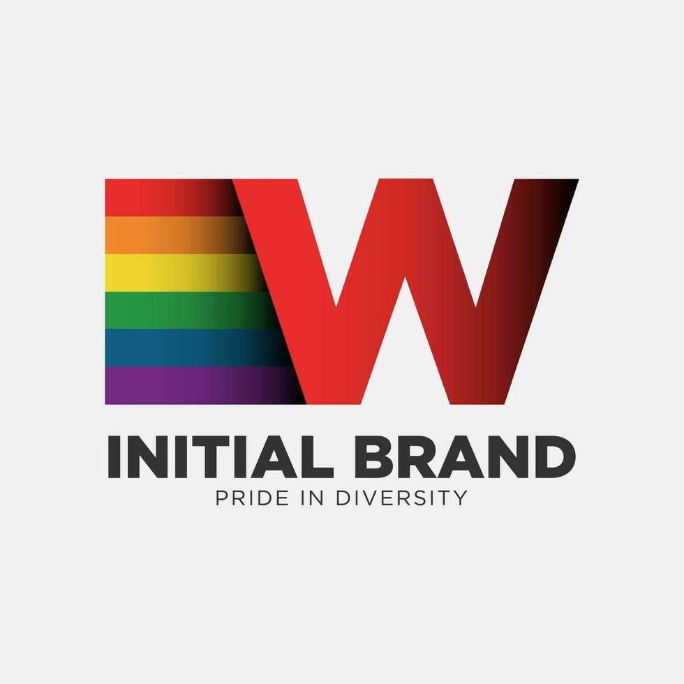 lettera w arcobaleno colore orgoglio Comunità e azienda iniziale vettore logo design