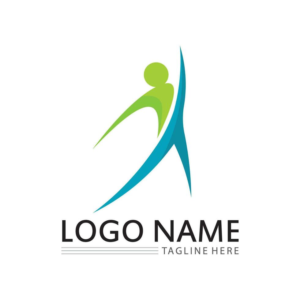 persone logo e icona opera gruppo vettore logo illustrazione design