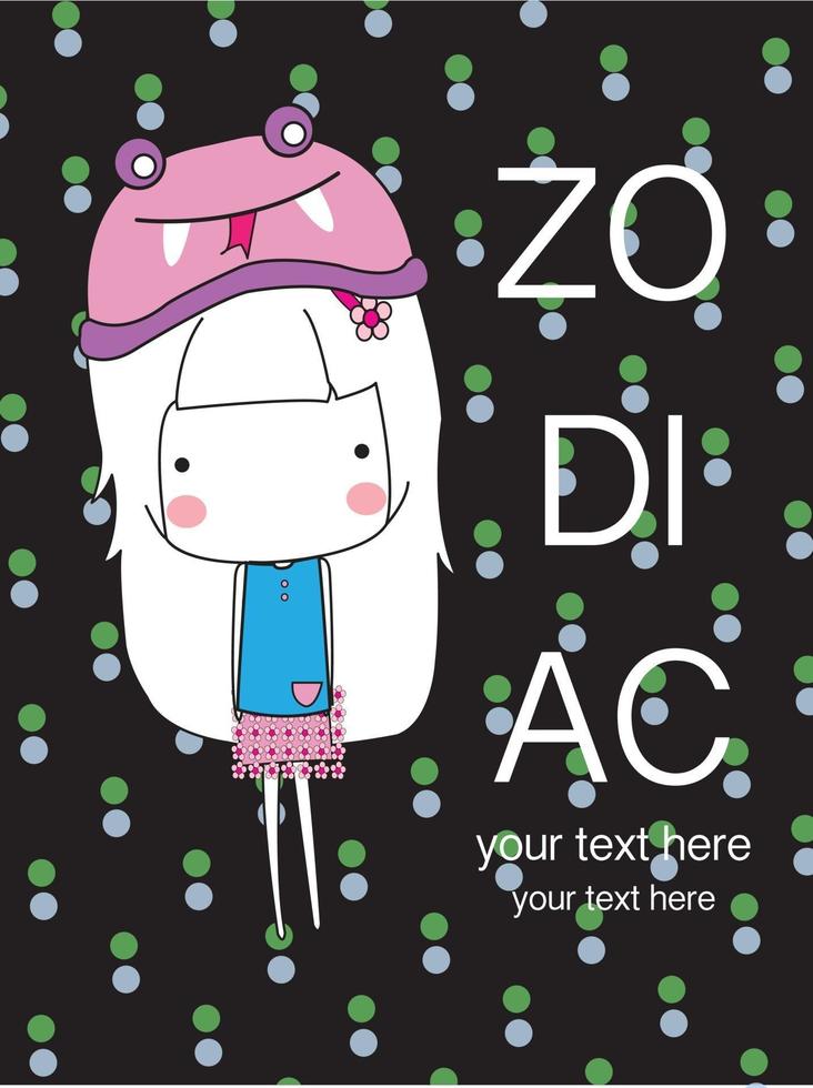 cute baby girl zodiaco cartoon vettore