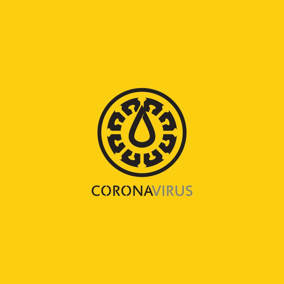 logo del virus corona vettore del virus, logo del vaccino, icona dei batteri di infezione e pericolo sanitario distanziamento sociale pandemia covid 19