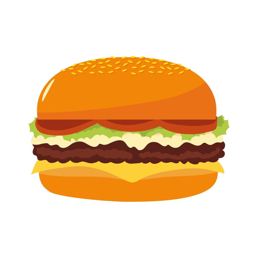 fast food hamburger delizioso e gustoso icona immagine isolata vettore