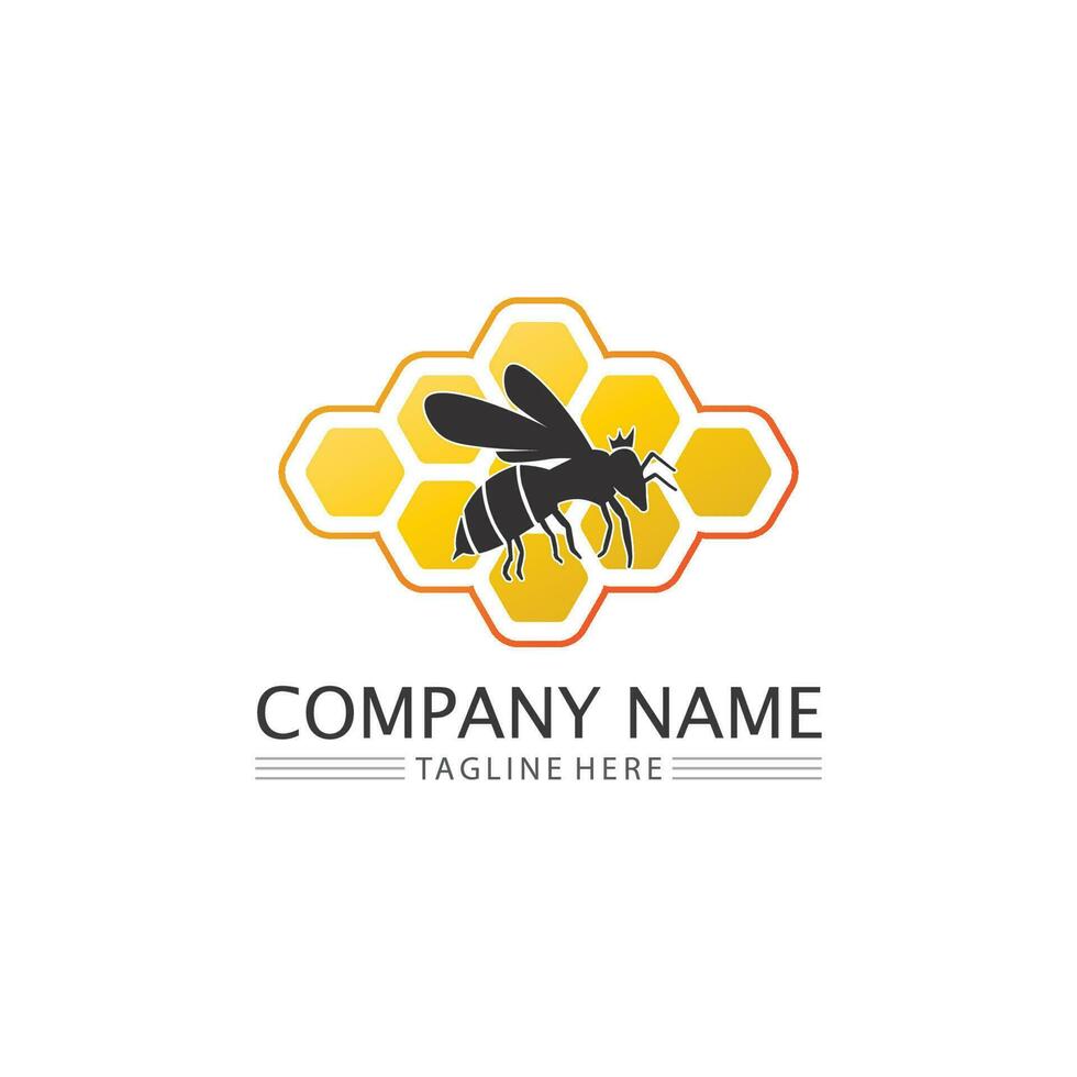 miele e ape icona logo vettoriale disegno e illustrazione di animali