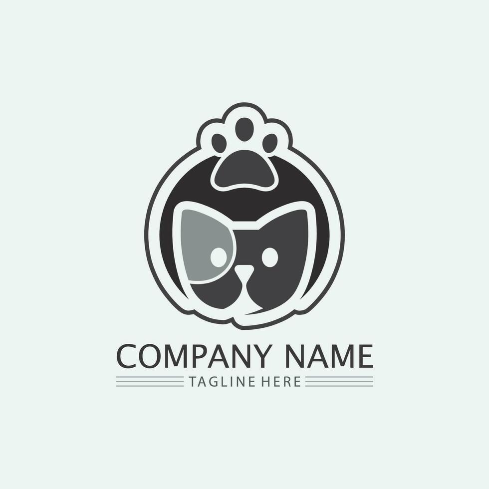 logo gatto e vettore icona animale impronta gattino calico logo cane simbolo personaggio dei cartoni animati segno illustrazione doodle design