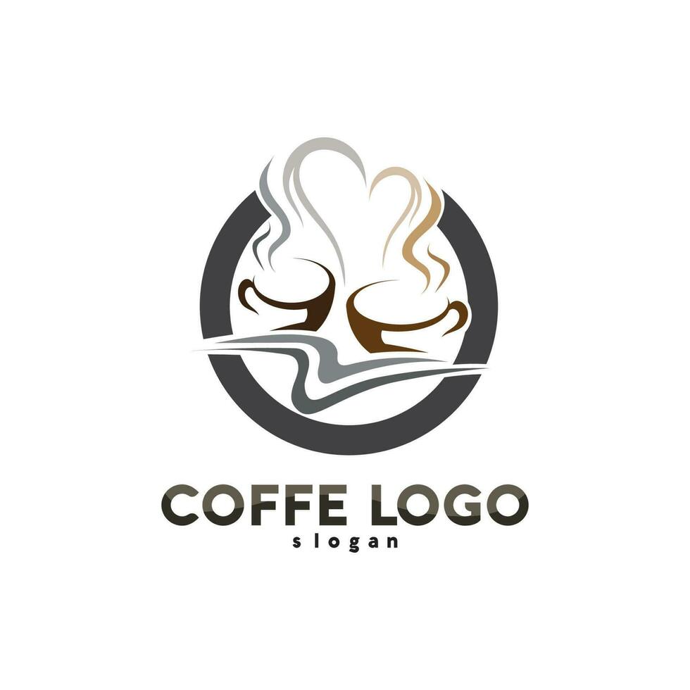 tazza di caffè logo modello icona vettoriale design e caffè nero