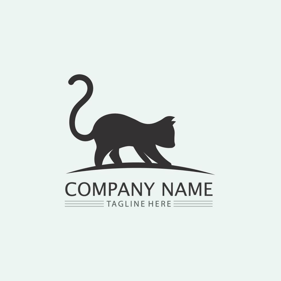 logo gatto e vettore icona animale impronta gattino calico logo cane simbolo personaggio dei cartoni animati segno illustrazione doodle design